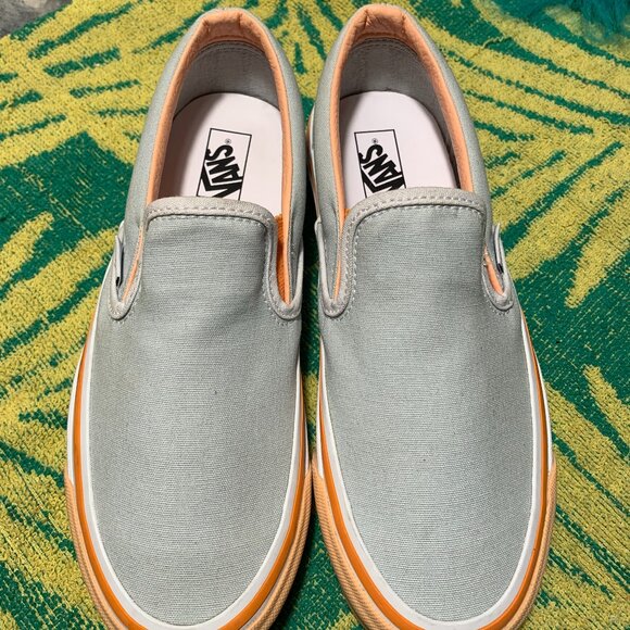 Women's Size 7.0 VANS Slip-On Shoes "Tna" Colab Arctic Grey with Orange Trim - Picture 1 of 8